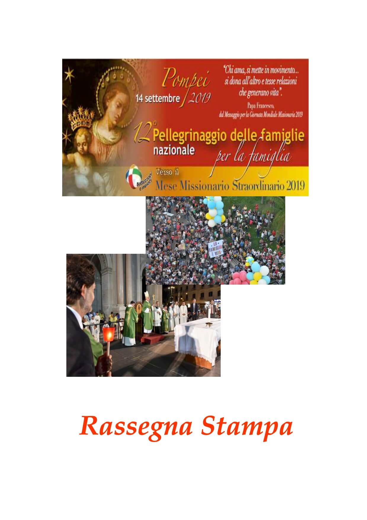 Copertina Rassegna Stampa 12o Pellegrinaggio delle Famiglie a Pompei 2019