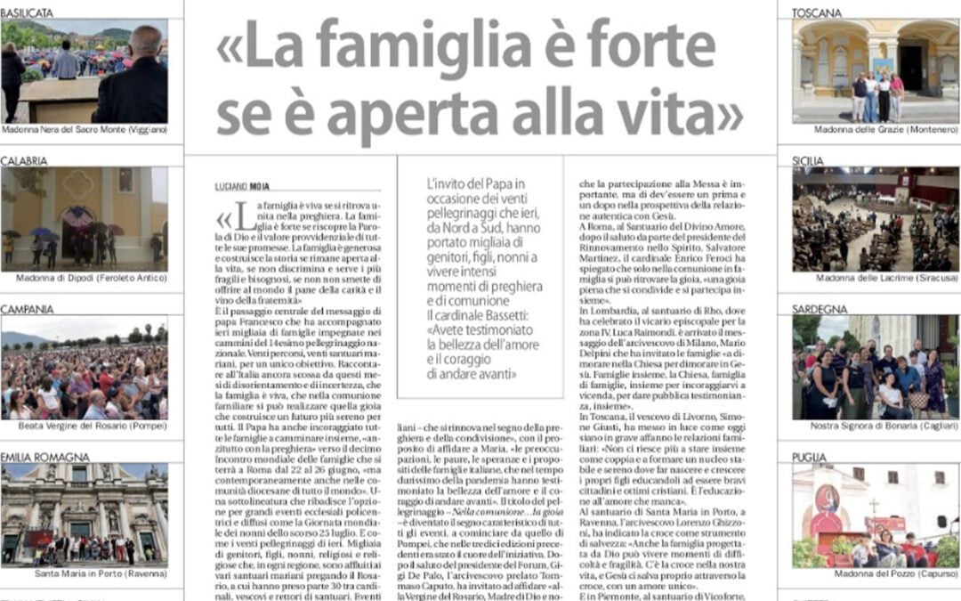 La proposta online del RnS per “narrare” la bellezza  del 14° Pellegrinaggio Nazionale delle Famiglie per la Famiglia nei 20 Santuari Mariani in Italia e Svizzera