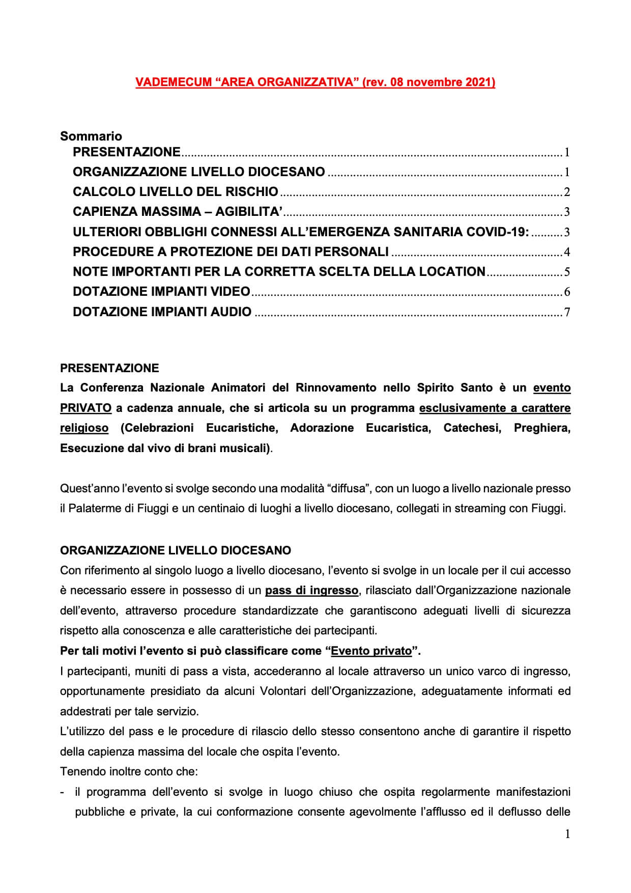 Vademecum Area Organizzazione Tecnica (agg. al 08.11.2021)