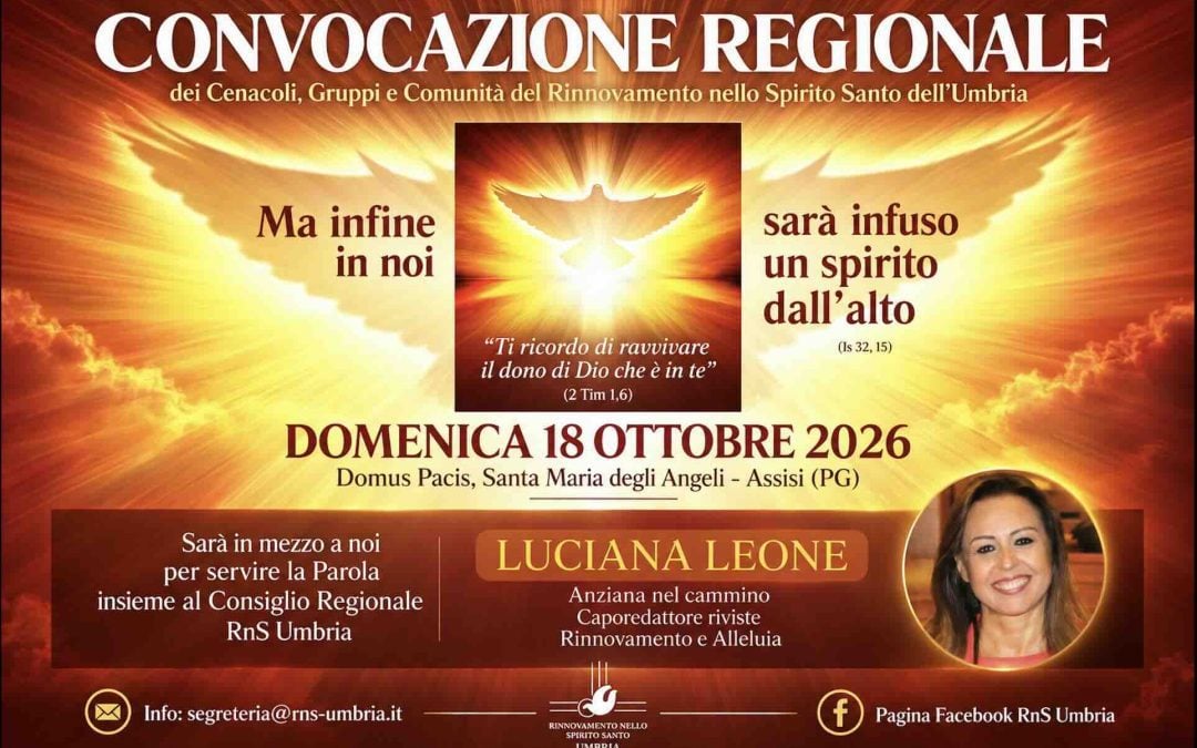Convocazione regionale del RnS in Umbria domenica 18 ottobre 2026 ad Assisi